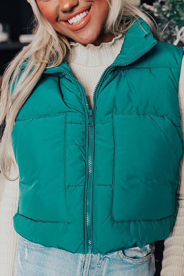 Morning Escape Puffer Vest In Green Image - 4