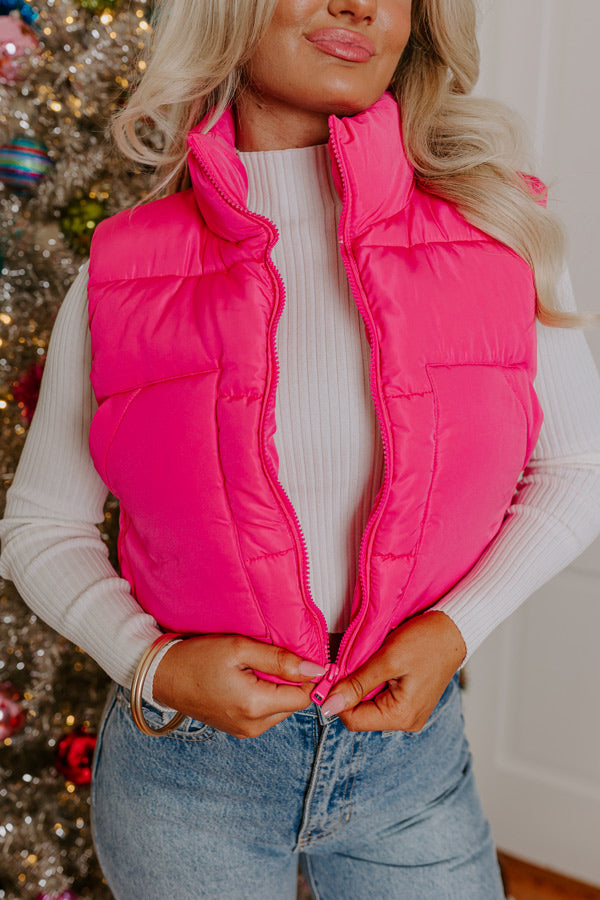 Morning Escape Puffer Vest In Hot Pink Image - 2