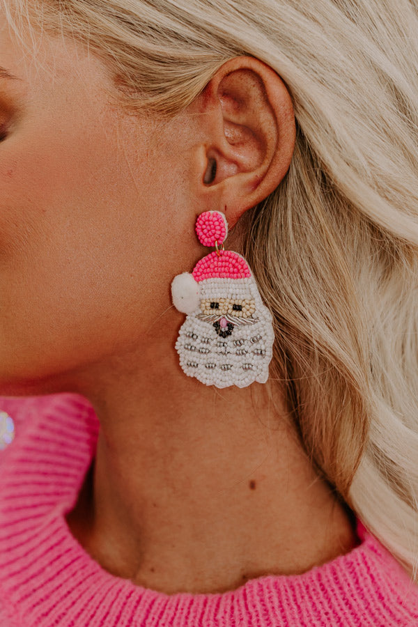 Santa Beaded Earrings Image - 2