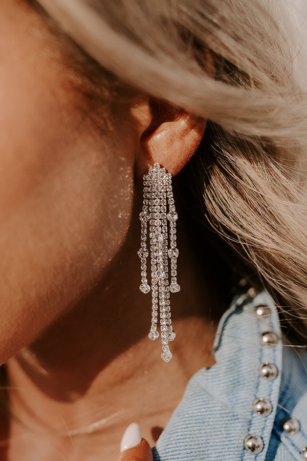 Fizzy Feels Rhinestone Earrings in Silver Image - 2