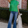 Wine Tasting Metallic Sweater Top in Green Image - 1