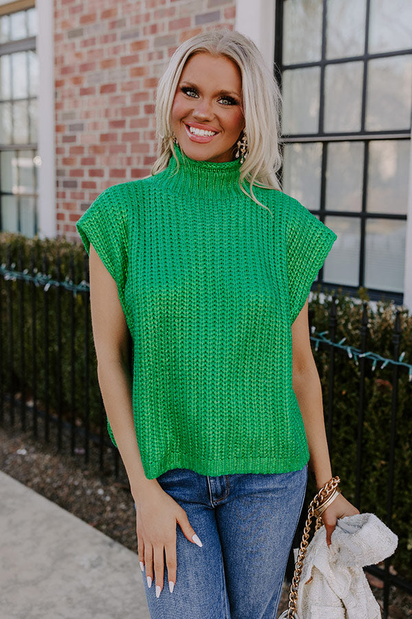 Wine Tasting Metallic Sweater Top in Green Image - 2