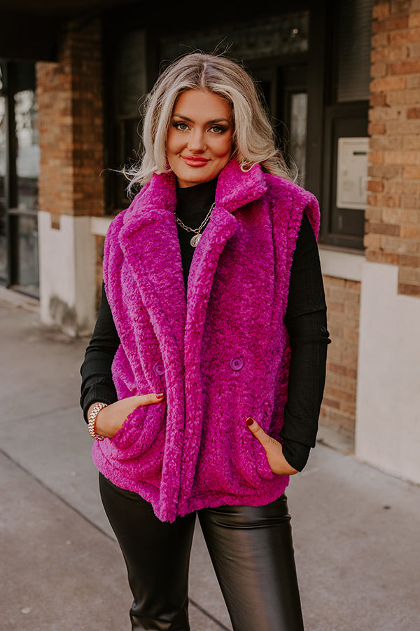 Snuggle Weather Sherpa Vest In Fuchsia Image - 1