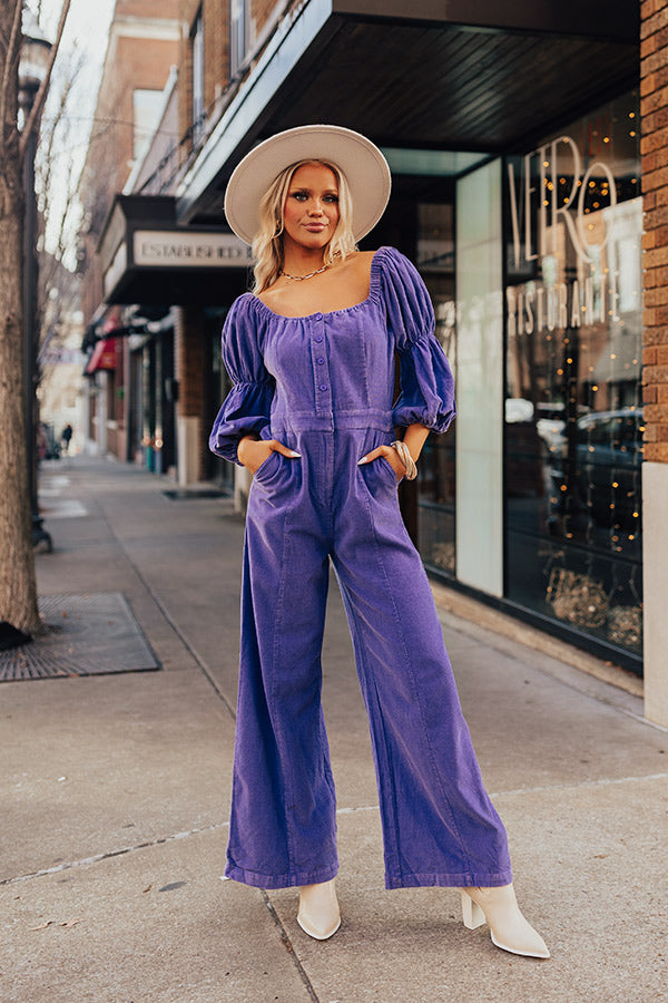 Exclusive Party Corduroy Jumpsuit In Lavender Image - 1