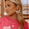 Bows And Kisses Beaded Earrings In Pink Image - 1