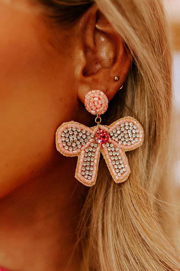 Bows And Kisses Beaded Earrings In Pink Image - 2