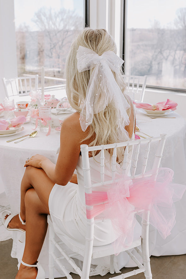 The Belle Pearl Embellished Bow Hair Clip Image - 1
