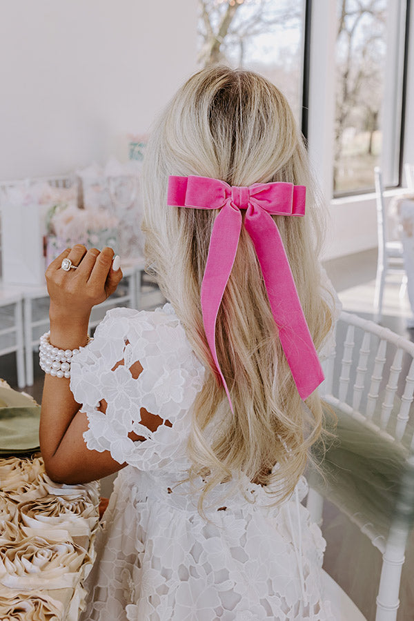 The Judy Long Velvet Bow Hair Clip Image - 1