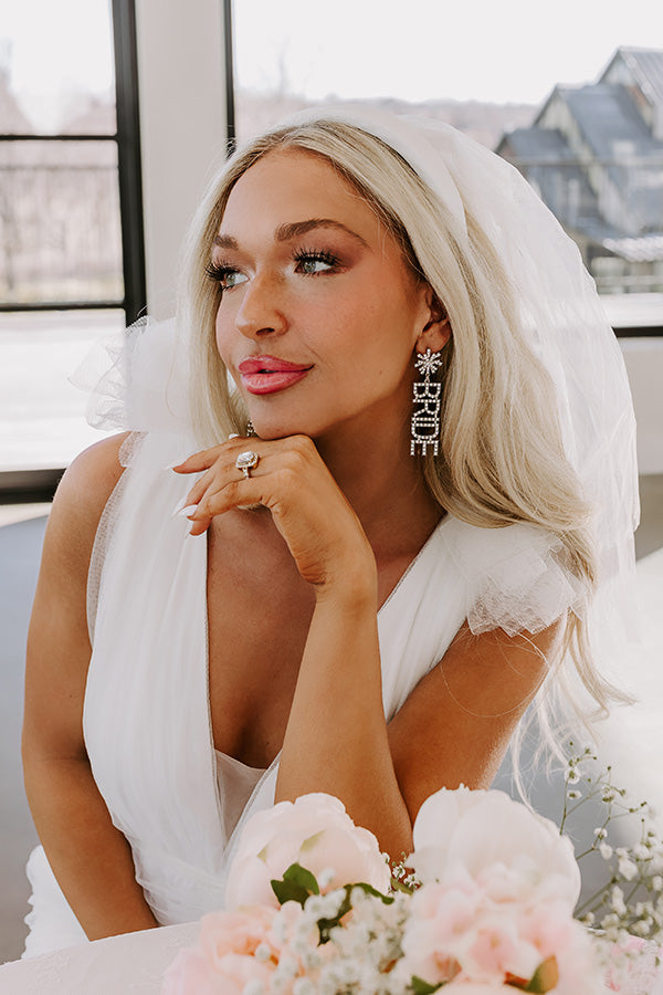 Bride Rhinestone Earrings In Silver