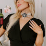Floral Statement Pearl Choker In Black Image - 1