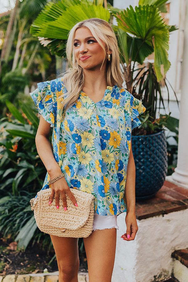 Floral Galore Shift Top In Blue Image - 4