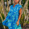 Cabana Date Floral Dress In Blue Image - 1