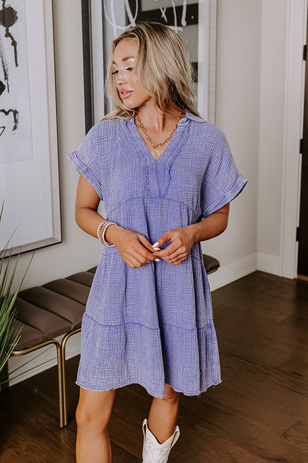 Across The World Mineral Wash Mini Dress In Lavender Image - 2