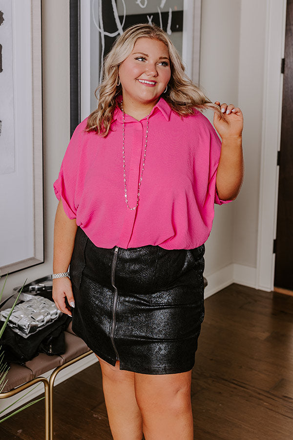 Destined For Decadence Button Up In Hot Pink Curves Image - 2