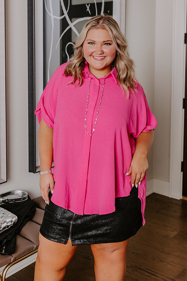 Destined For Decadence Button Up In Hot Pink Curves Image - 4