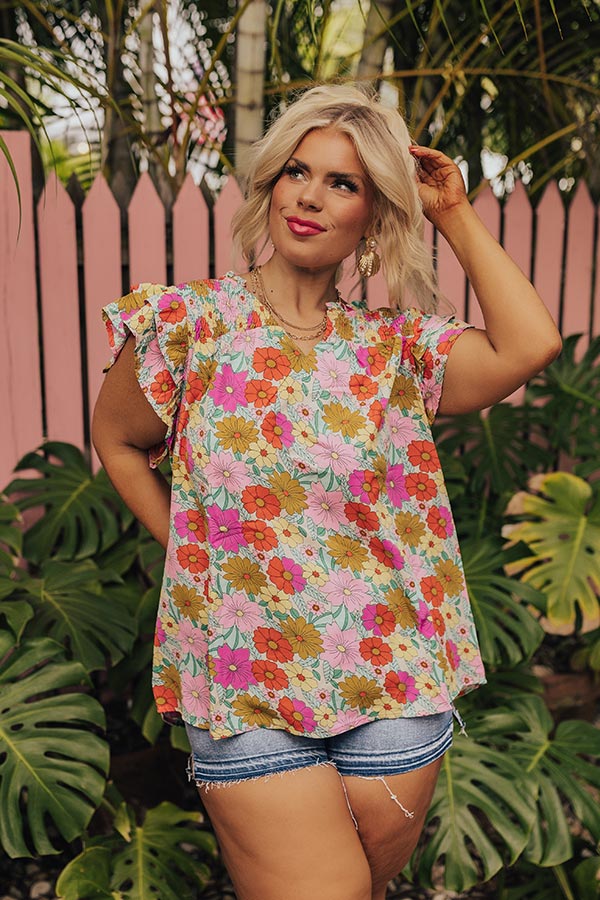 Floral Galore Shift Top In Violet Curves Image - 5