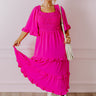 Toes In The Sand Smocked Midi in Hot Pink Curves Image - 1