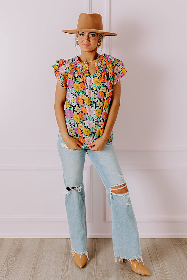 Floral Galore Shift Top In Black Image - 2