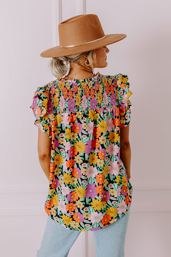 Floral Galore Shift Top In Black Image - 5