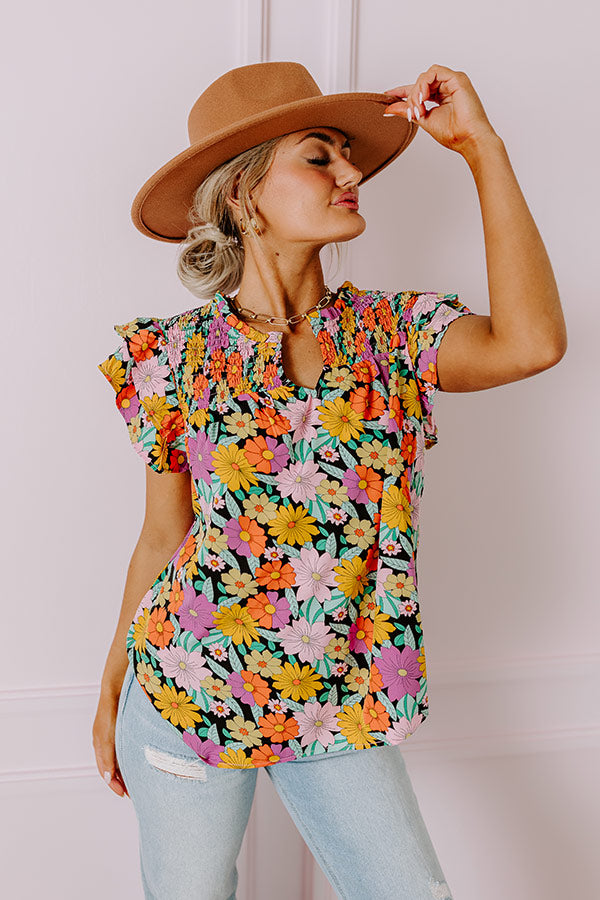 Floral Galore Shift Top In Black Image - 4