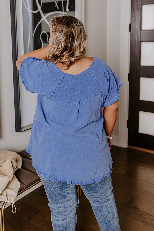 Open Book Frayed Shift Top In Dark Periwinkle Curves Image - 5