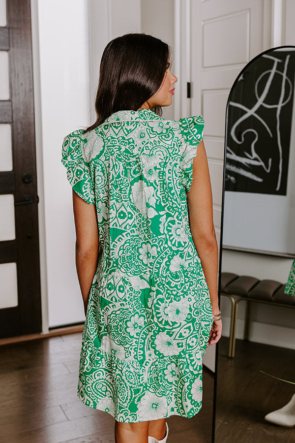 Hello Lovely Floral Dress In Emerald Image - 3