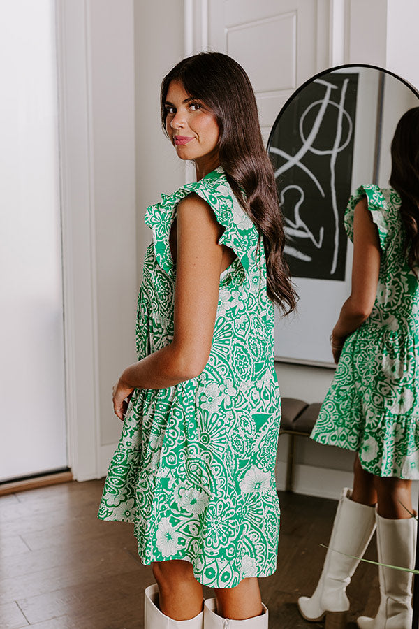 Hello Lovely Floral Dress In Emerald Image - 5