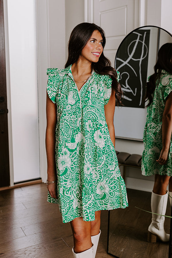 Hello Lovely Floral Dress In Emerald Image - 4