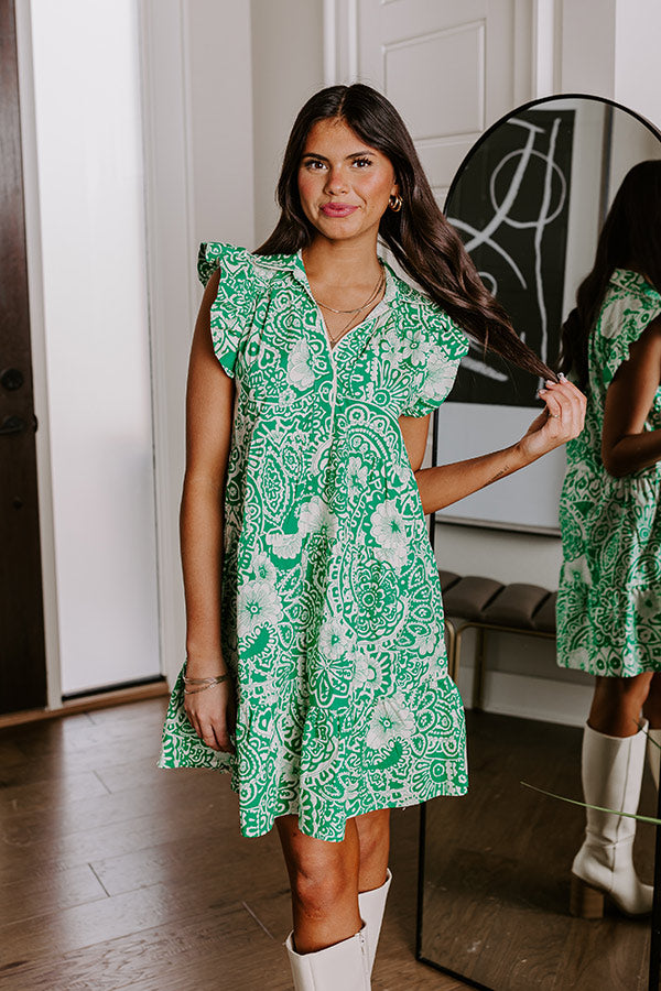 Hello Lovely Floral Dress In Emerald Image - 1