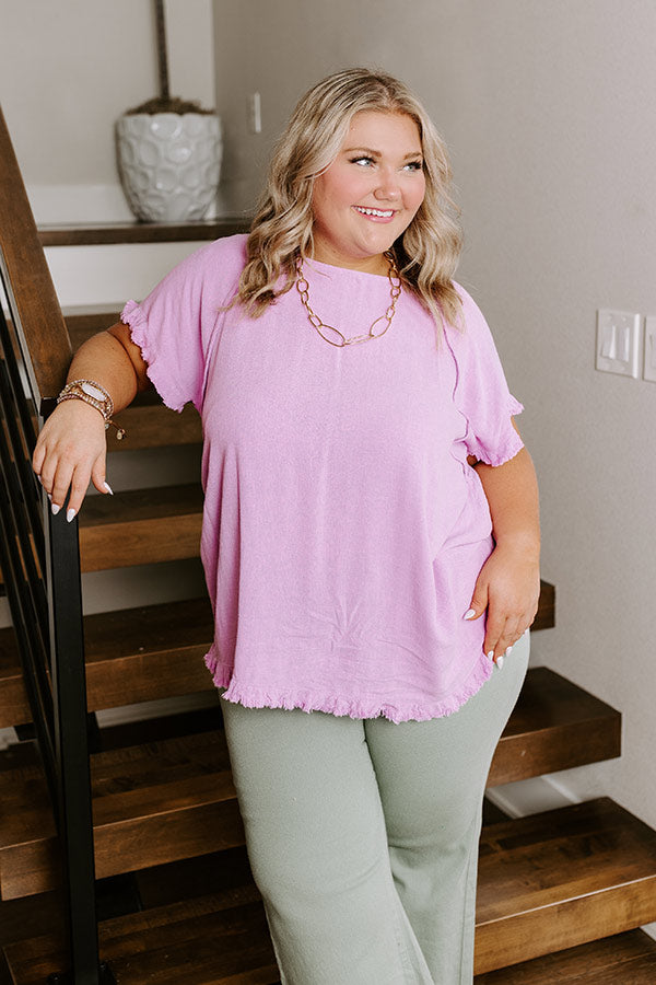 Open Book Frayed Shift Top In Violet Curves Image - 5