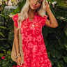 Cabana Date Floral Dress In Red Image - 1