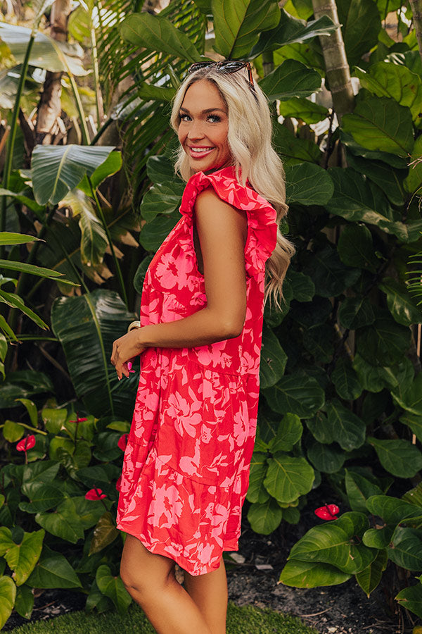 Cabana Date Floral Dress In Red Image - 2