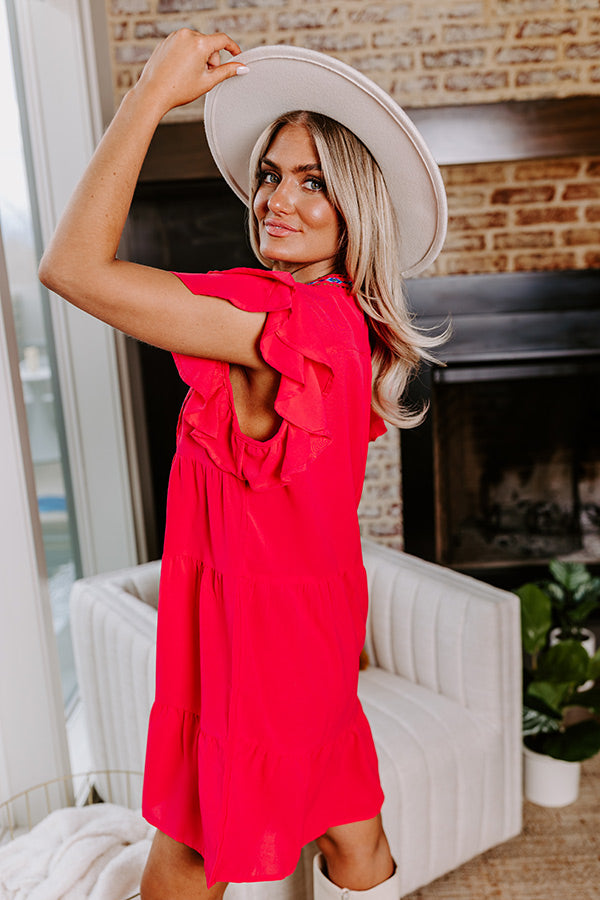 Hidden Bungalow Embroidered Dress In Hot Pink Image - 4