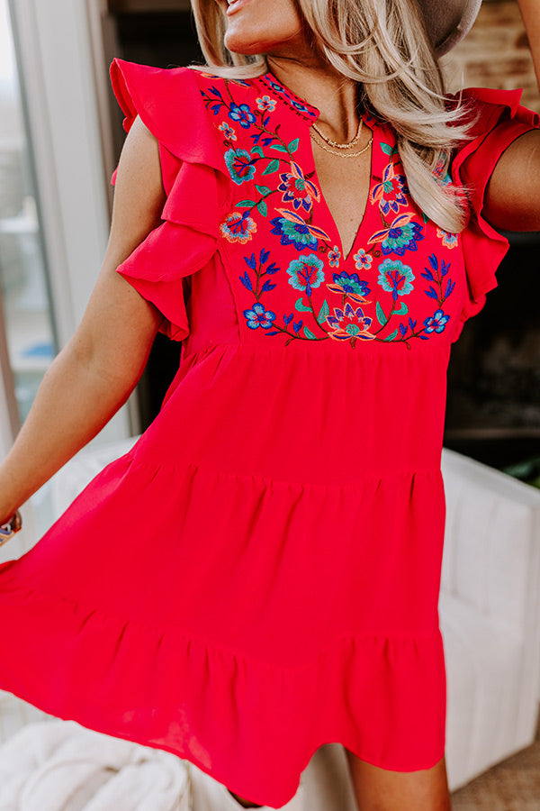 Hidden Bungalow Embroidered Dress In Hot Pink Image - 5