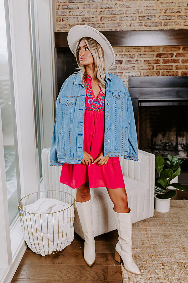 Hidden Bungalow Embroidered Dress In Hot Pink Image - 2