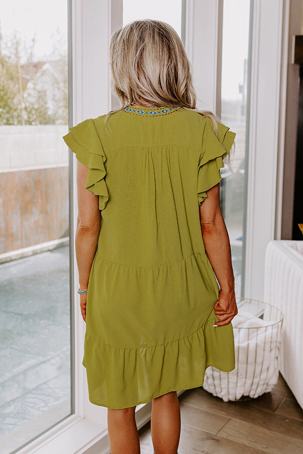 Hidden Bungalow Embroidered Dress In Lime Image - 4