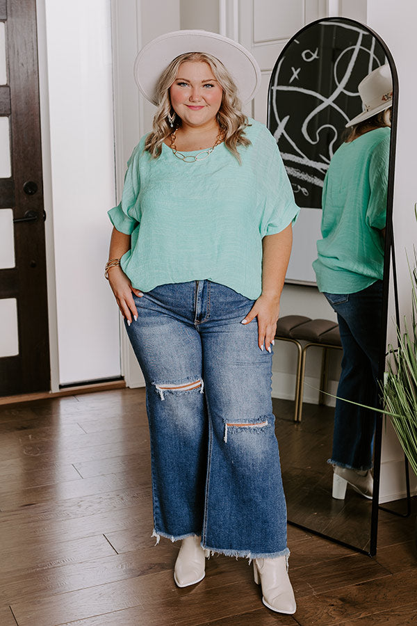 Grateful Life Shift Top In Mint Curves Image - 3