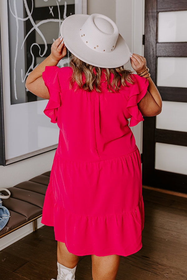 Hidden Bungalow Embroidered Dress In Hot Pink Curves Image - 4