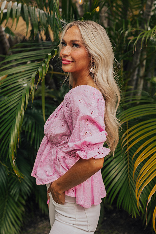 The Next Chapter Eyelet Top In Pink Image - 5
