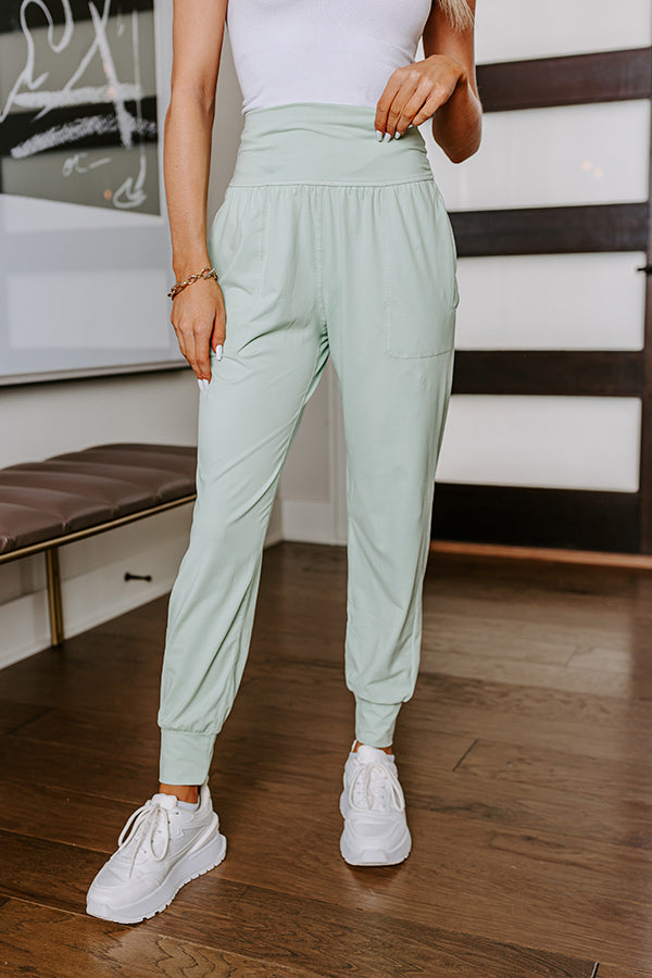 Coffee Run Cutie High Waist Butter Soft Joggers in Mint Image - 3