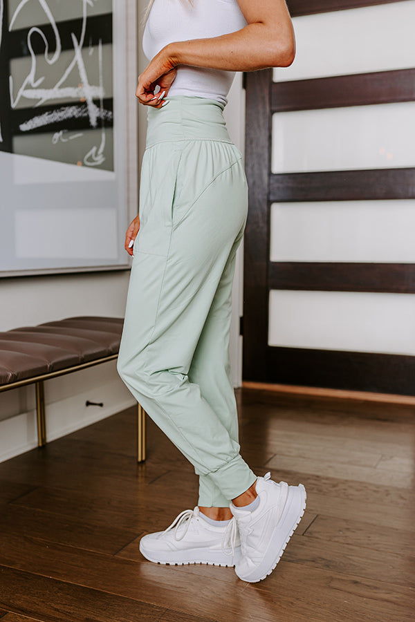 Coffee Run Cutie High Waist Butter Soft Joggers in Mint Image - 4