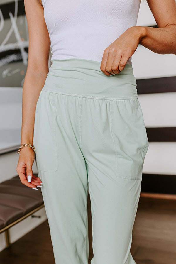 Coffee Run Cutie High Waist Butter Soft Joggers in Mint Image - 5