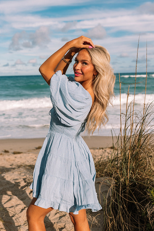 Whispering Muse Smocked Mini Dress In Sky Blue Image - 4