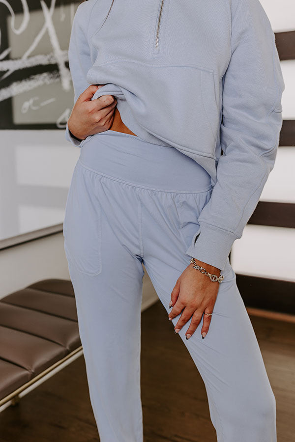 Coffee Run Cutie High Waist Butter Soft Joggers in Sky Blue Image - 3