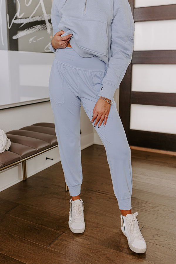 Coffee Run Cutie High Waist Butter Soft Joggers in Sky Blue Image - 2