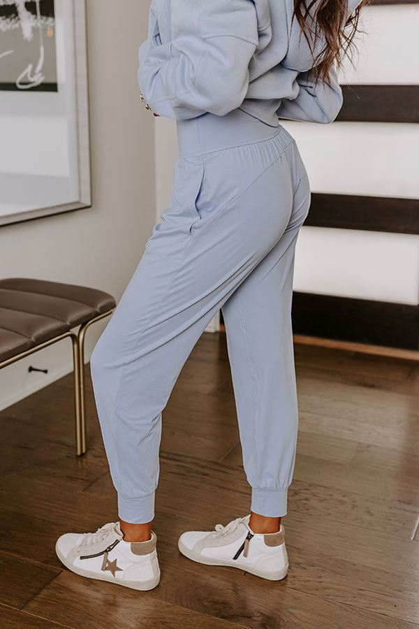 Coffee Run Cutie High Waist Butter Soft Joggers in Sky Blue Image - 4