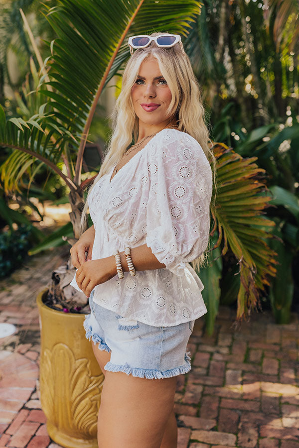 The Next Chapter Eyelet Top In White Curves Image - 4