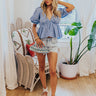 The Next Chapter Eyelet Top In Sky Blue Image - 1