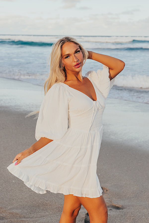 Whispering Muse Smocked Mini Dress In White Image - 3