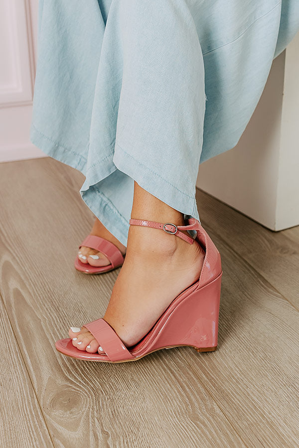 The Penelope Patent Wedge in Dark Blush Image - 4